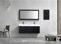 BSL60D-BK Bliss 60" Black Wood Wall Mount  Double Sink Modern Bathroom Vanity