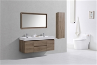 BSL60D-BTN Bliss 60" Butternut Wood Wall Mount  Double Sink Modern Bathroom Vanity