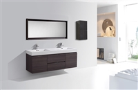 BSL60D-GO Bliss 60" Gray Oak Wood Wall Mount  Double Sink Modern Bathroom Vanity