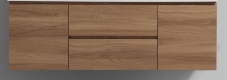 BSL60D-HO-Cabinet Bliss 60" Honey Oak Wood Wall Mount Double Sink Modern Bathroom Cabinet only (no counter top no sink)
