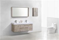 BSL60D-NW Bliss 60" Nature Wood Wall Mount  Double Sink Modern Bathroom Vanity