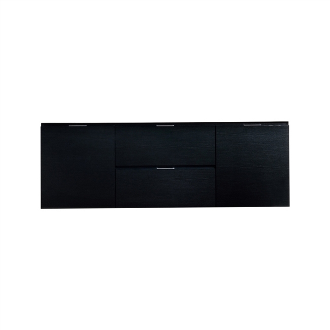 BSL60S-BK-Cabinet Bliss 60" Black Wood Wall Mount Single Sink Modern Bathroom Cabinet only (no counter top no sink)