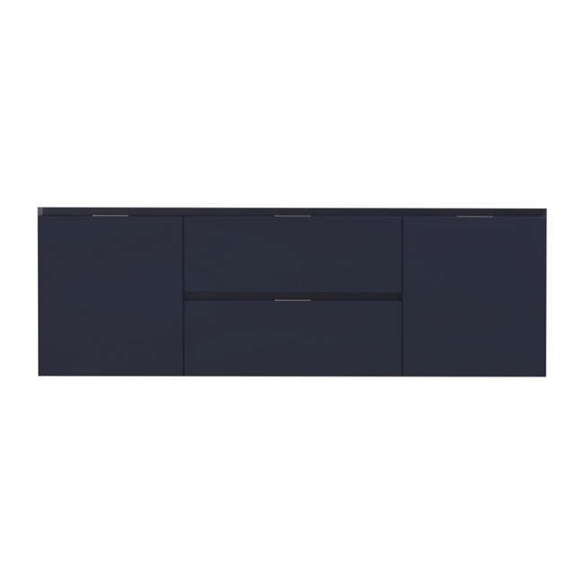 BSL60S-Blue-Cabinet Bliss 60" Blue Wall Mount Single Sink Modern Bathroom Cabinet only (no counter top no sink)