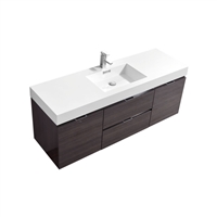 BSL60S-GO Bliss 60" Gray Oak Wall Mount  Single Sink Modern Bathroom Vanity-