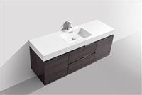 BSL60S-HGGO Bliss 60" High Gloss Gray Oak Wall Mount  Single Sink Modern Bathroom Vanity