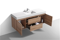BSL60S-HO Bliss 60"  Honey Oak  Wall Mount  Single Sink Modern Bathroom Vanity-