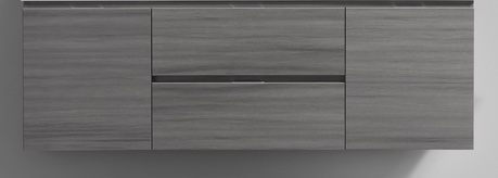 BSL60S-VAG-Cabinet Bliss 60" Vulcan Ash Grey Wood Wall Mount Single Sink Modern Bathroom Cabinet only (no counter top no sink)