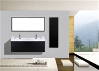BSL72-BK Bliss 72" Black Wood Wall Mount  Double Sink Modern Bathroom Vanity