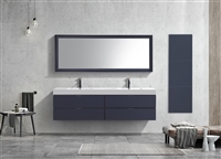 BSL72-BLUE Bliss 72" Blue Wall Mount  Double Sink Modern Bathroom Vanity