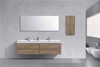 BSL72-BTN Bliss 72" Butternut Wood Wall Mount  Double Sink Modern Bathroom Vanity