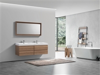 BSL72-HO Bliss 72" Honey Oak Wood Wall Mount  Double Sink Modern Bathroom Vanity