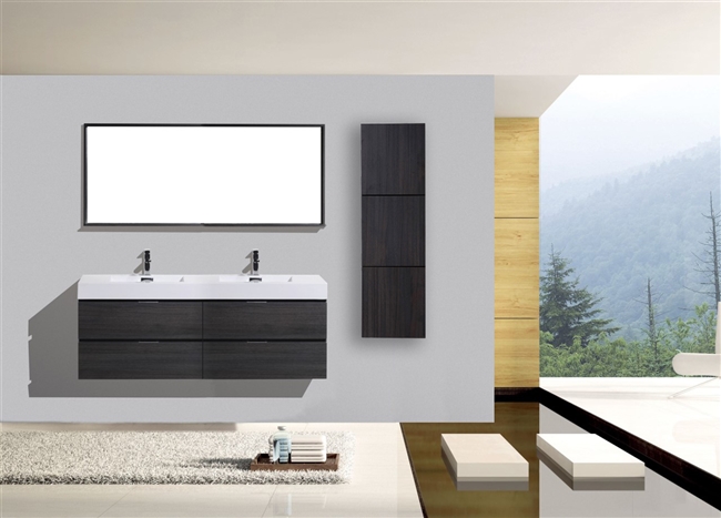 BSL80-GO Bliss 80" Gray Oak Wood Wall Mount Double Sink Modern Bathroom Vanity