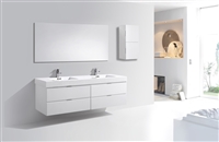 BSL80-GW Bliss 80" Gloss White Wall Mount  Double Sink Modern Bathroom Vanity