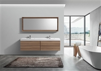 BSL80-HO Bliss 80" Honey Oak Wall Mount  Double Sink Modern Bathroom Vanity