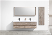 BSL80-NW Bliss 80" Nature Wood Wall Mount  Double Sink Modern Bathroom Vanity