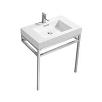 CH30 Haus 30" Stainless Steel Console w/ White Acrylic Sink - Chrome -