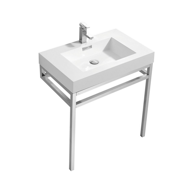 CH30 Haus 30" Stainless Steel Console w/ White Acrylic Sink - Chrome -