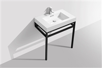 CH30-BK Haus 30" Stainless Steel Console w/ White Acrylic Sink - Matte Black-