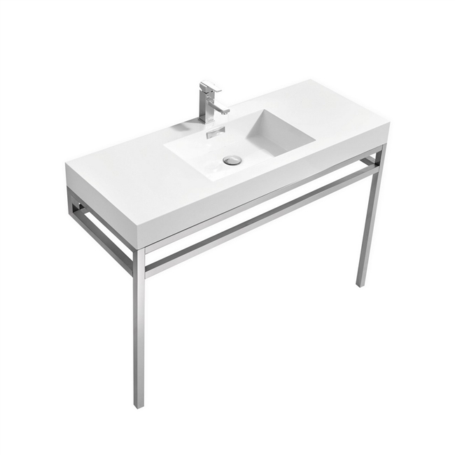 CH48 Haus 48" Stainless Steel Console w/ White Acrylic Sink - Chrome