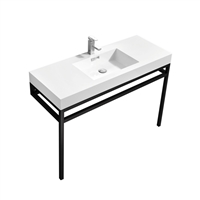 CH48-Bk Haus 48" Stainless Steel Console w/ White Acrylic Sink - Matte Black