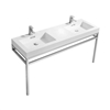 CH60D Haus 60" Double Sink Stainless Steel Console w/ White Acrylic Sink - Chrome