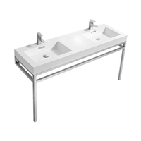 CH60D Haus 60" Double Sink Stainless Steel Console w/ White Acrylic Sink - Chrome