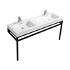 KHAUS60D-BK Haus 60" Double Sink Stainless Steel Console w/ White Acrylic Sink - Matte Black