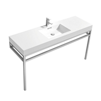 CH60S Haus 60" Single Sink Stainless Steel Console w/ White Acrylic Sink - Chrome-