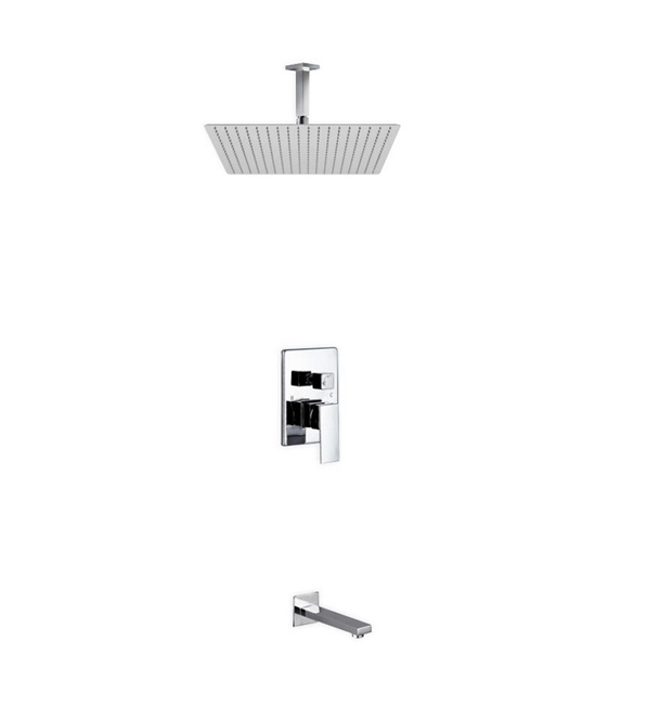 CR500TF2V Aqua Piazza Shower Set w/ 20" Ceiling Mount Square Rain Shower and Tub Filler -