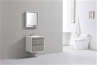 DL24-HG DeLusso 24" Ash Gray Wall Mount Modern Bathroom Vanity