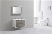 DL36-HG DeLusso 36" Ash Gray Wall Mount Modern Bathroom Vanity