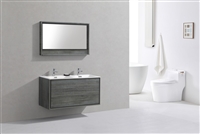 DL48D-BE DeLusso 48" Double Sink Ocean Gray Wall Mount Modern Bathroom Vanity