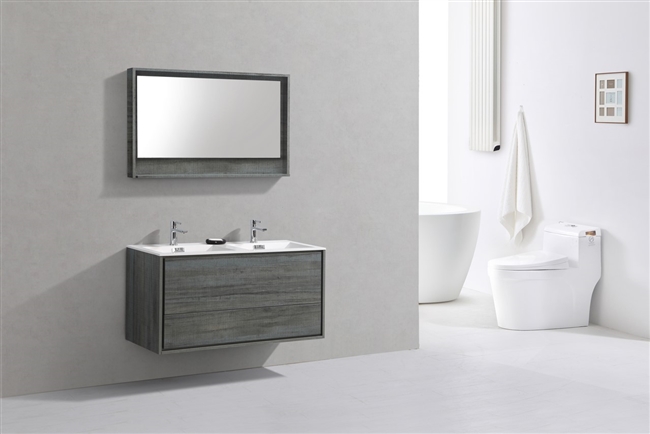 DL48D-BE DeLusso 48" Double Sink Ocean Gray Wall Mount Modern Bathroom Vanity