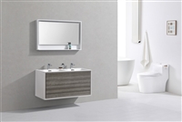 DL48D-HGASH DeLusso 48" Double Sink Ash Gray Wall Mount Modern Bathroom Vanity