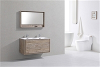 DL48D-NW DeLusso 48" Double Sink Nature Wood Wall Mount Modern Bathroom Vanity