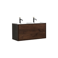 DL48D-RW DeLusso 48" Double Sink Rosewood Wall Mount Modern Bathroom Vanity