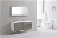 DL60D-HG DeLusso 60" Double Sink Ash Gray Wall Mount Modern Bathroom Vanity