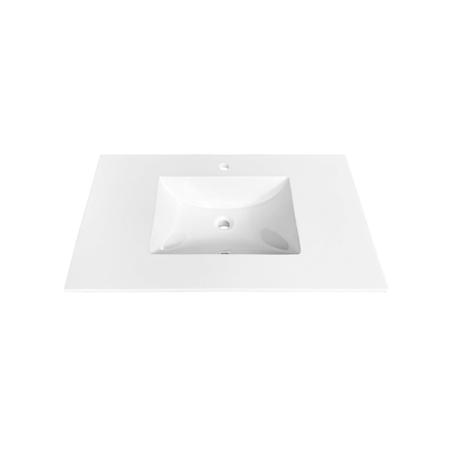 DVTB36 36'' x 22'' KubeBath White Quartz Counter-Top W/ Under-Mount Sink