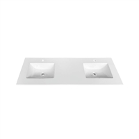 DVTB60D 60'' x 22'' KubeBath White Quartz Counter-Top W/ Double Under-Mount Sink