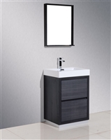 FMB24-GO Bliss 24" Grey Oak Floor Mount Modern Bathroom Vanity