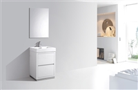 FMB24-GW Bliss 24" Gloss White Floor Mount Modern Bathroom Vanity