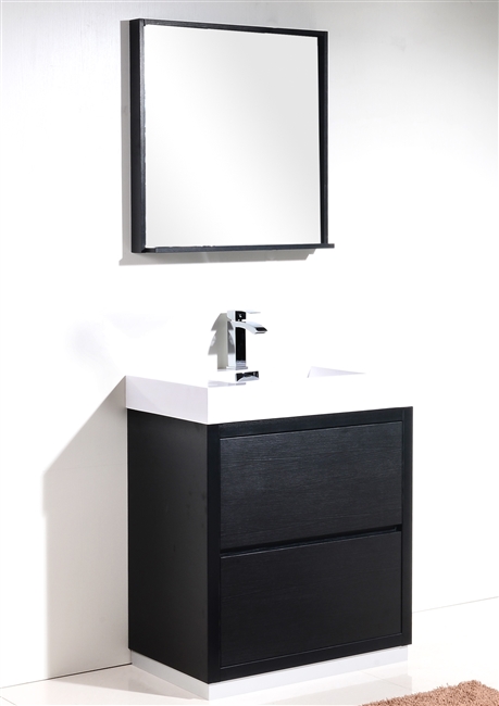 FMB30-BK Bliss 30" Black Wood Floor Mount Modern Bathroom Vanity -