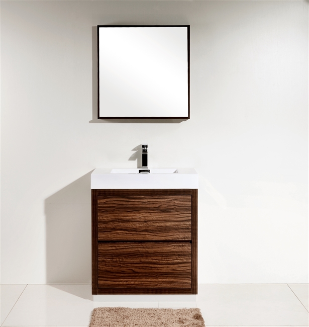 FMB30-WNT Bliss 30" Walnut Wood Floor Mount Modern Bathroom Vanity-