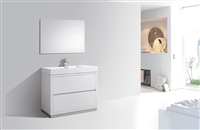 FMB40-GW Bliss 40" Gloss White Floor Mount Modern Bathroom Vanity