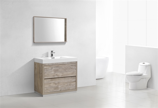 FMB40-NW Bliss 40" Nature Wood Floor Mount Modern Bathroom Vanity