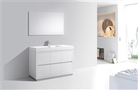 FMB48-GW Bliss 48" Gloss White Floor Mount Modern Bathroom Vanity