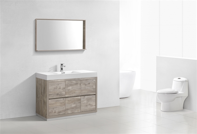 FMB48-NW Bliss 48" Nature Wood Floor Mount Modern Bathroom Vanity