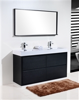 FMB60D-BK Bliss 60" Black Wood Floor Mount Modern Bathroom Vanity - Double Sink