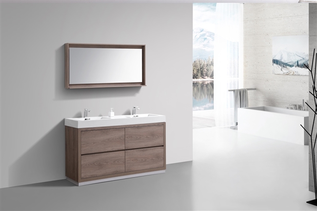 FMB60D-BTN Bliss 60" Butternut Floor Mount Modern Bathroom Vanity - Double Sink