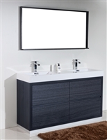 FMB60D-GO Bliss 60" Gray Oak Floor Mount Modern Bathroom Vanity - Double Sink